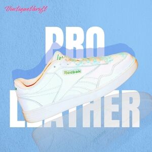 Reebok White and Green Low-Top Sneakers